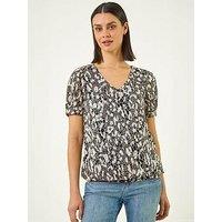 Roman Animal Print Burnout Top