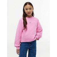 Tommy Hilfiger Girls Tonal Flag Raglan Crew Neck Sweat Top - Pink