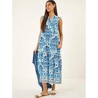 Roman Printed Button Detail Midi Dress