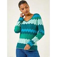 Roman Wave V-Neck Knit Jumper