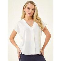 Roman Petite V-Neck Tuck Front Top