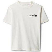 Calvin Klein Jeans Boys Small Chest Print Logo Short Sleeve T-Shirt - White