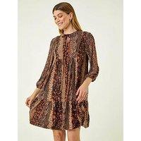Roman Abstract Print Smock Stretch Dress