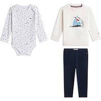 Tommy Hilfiger Baby Boys 3 Piece Outfit Giftbox - White
