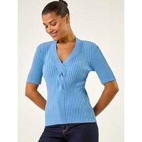 Roman Ribbed V-Neck Cable Knit Jumper