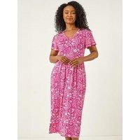 Roman Petite Floral Print Pocket Midi Dress