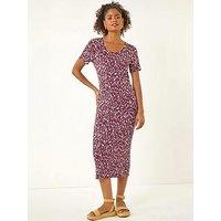 Roman Dusk Abstract Print Stretch Midi Dress