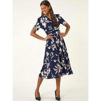 Roman Floral Wrap Midi Dress
