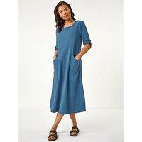 Roman Textured A-Line Midi Dress