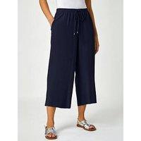 Roman Petite Linen Mix Wide Cropped Trousers