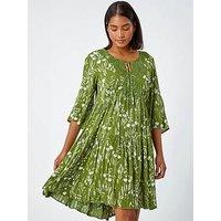 Roman Aztec Print Lace Detail Smock Dress