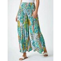 Roman Paisley Elasticated Stretch Palazzo Trousers