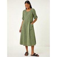 Roman Textured A-Line Midi Dress