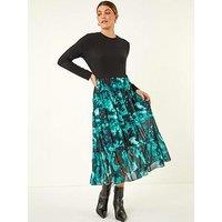 Roman Abstract Print Stretch Midi Dress