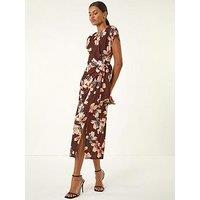 Roman Floral Twist Stretch Dress