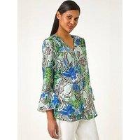 Roman Paisley V-Neck Blouse