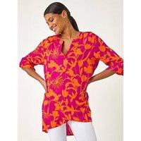 Roman Floral Wrap Hem Tunic Top
