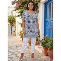 Roman Curve Tile Print Stretch Top