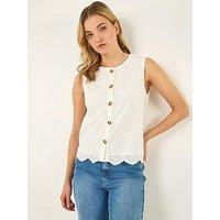 Roman Dusk Broderie Button Blouse