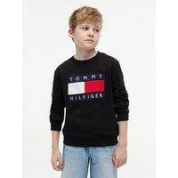 Tommy Hilfiger Unisex Heritage Flag Sweatshirt - Black