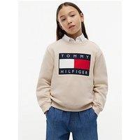 Tommy Hilfiger Unisex Heritage Flag Logo Crew Neck Sweatshirt - Beige
