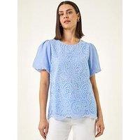 Roman Panelled Lace Puff Sleeve Top