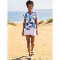 Roman Floral Stripe Print Stretch Top