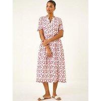 Roman Embroidered Buttoned Midi Dress