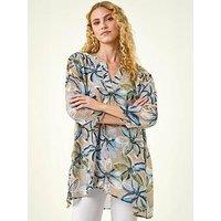 Roman Floral Wrap Hem Tunic Top