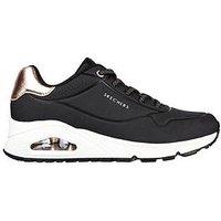 Skechers Wide Fit Uno Durabuck Metallic Trimmed Gore Lace Slip-On Fashion Sneaker - Black