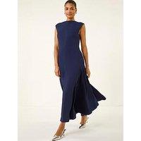 Roman High Neck Pleated Midi Dress