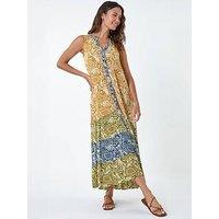 Roman Patchwork Print Tiered Maxi Dress