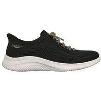 Skechers Ultra Flex 4.0 Cosmic Diamonds Engineered Stretch Knit Rhinestone Bow Slip-Ins - Black