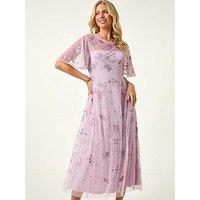 Roman Petite Embroidered Midi Dress