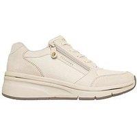 Skechers Billion Flex Quarter Zip Duraleather And Suede Lace Up Fashion Sneaker - Natural