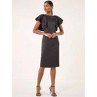 Roman Satin Ruffle Midi Dress