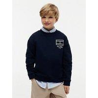 Tommy Hilfiger Outline Flag Logo Terry Sweatshirt - Dark Blue