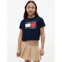 Tommy Hilfiger Girls Heritage Flag Short Sleeve T-Shirt - Navy