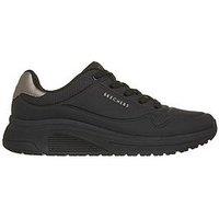 Skechers Uno Lite 2 Durabuck With Metallic Trim Lace Up Fashion Sneaker - Black