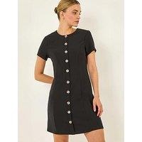 Roman Dusk Ribbed Texture Buttoned Dress