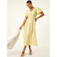 Roman Balloon Sleeve Midi Dress