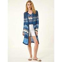 Roman Wave Chevron Longline Knit Cardigan