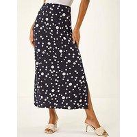 Roman Spot Print Stretch Maxi Skirt