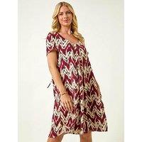 Roman Petite Abstract Print Swing Stretch Dress