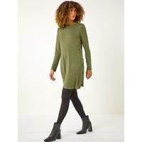 Roman Side Button Detail Swing Dress