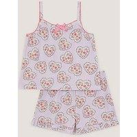 Monsoon Girls Heart Pointelle Jersey Pyjamas - Light Purple
