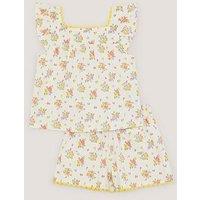 Monsoon Girls Rose Bud Jersey Print Pyjamas - Light Cream
