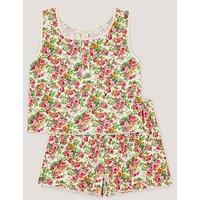 Monsoon Girls Ditsy Posey Print Pyjamas - Cream