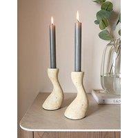 Michelle Keegan Home Set Of 2 Abstract Concrete Candle Holders