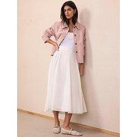 Mint Velvet Full Cotton Midi Skirt - White